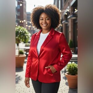a new day-NWT- 2X-Satin Women's Bold Red Blazer